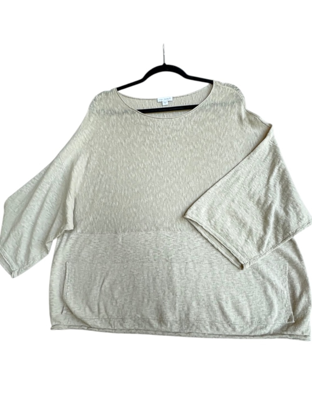 Pure Jill J Jill Kimono Knit Sweater Small Beige Cotton Linen Pockets Lagenlook